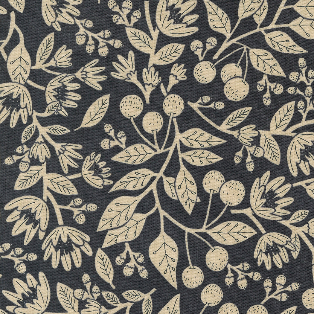 Bloom and Grow Full Bloom Black M705014 by Kathy Schmitz Studios for Moda Fabrics (sold in 25cm increments)