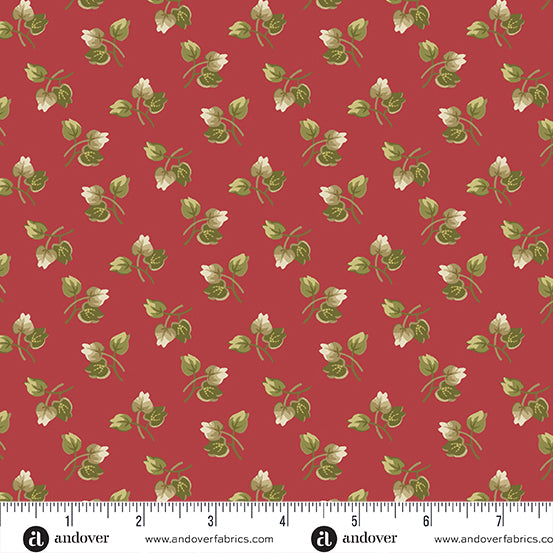 Joy Cranberry Holly A1039R by Laundry Basket Quilts for Andover Fabrics (sold in 25cm increments)