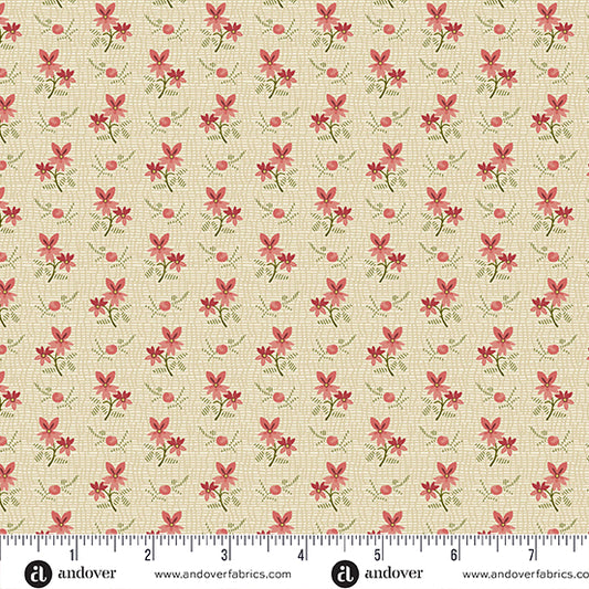 Joy Garland Poinsettia A1046E by Laundry Basket Quilts for Andover Fabrics (sold in 25cm increments)