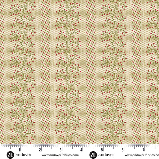 Joy Peppermint Mistletoe A1049L by Laundry Basket Quilts for Andover Fabrics (sold in 25cm increments)