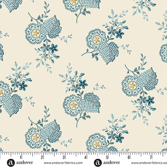 Beach House Cream Plumeria A1165L by Laundry Basket Quilts for Andover Fabrics (sold in 25cm increments)