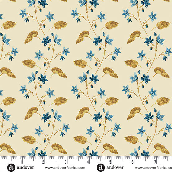 Beach House Shell Clematis A1167L by Laundry Basket Quilts for Andover Fabrics (sold in 25cm increments)