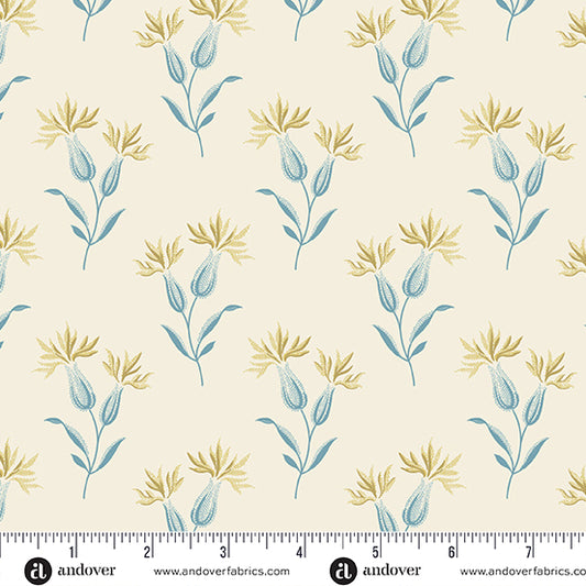 Beach House Cream Sea Lavender A1172L by Laundry Basket Quilts for Andover Fabrics (sold in 25cm increments)