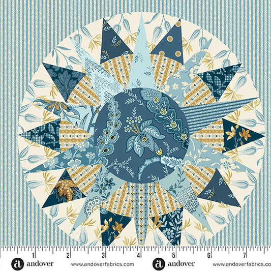 Beach House Multi Marine Compass A1178LB by Laundry Basket Quilts for Andover Fabrics (sold in 25cm increments)