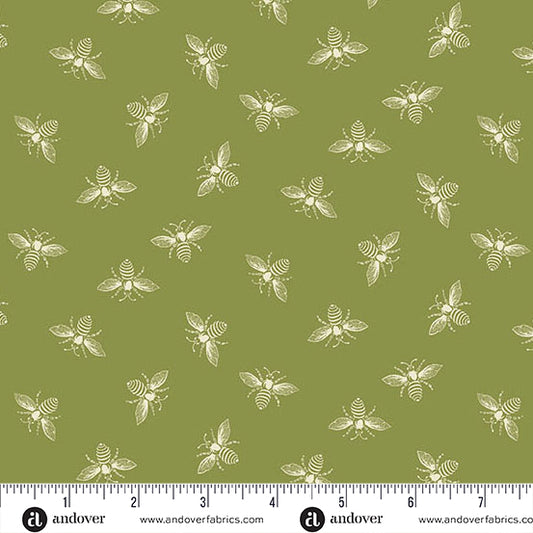 Petite Beehive Grass Bee A1316G by Renee Nanneman for Andover Fabrics (Sold in 25cm increments)