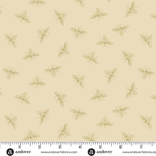 Petite Beehive Vanilla Bee A1316N by Renee Nanneman for Andover Fabrics (Sold in 25cm increments)