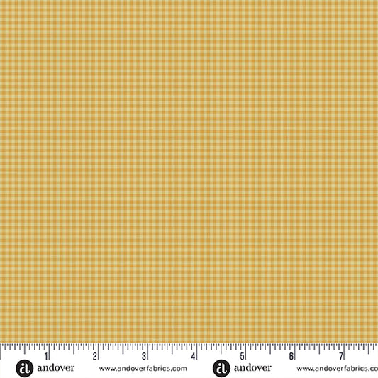 Petite Beehive Butterscotch Gingham A1318Y by Renee Nanneman for Andover Fabrics (Sold in 25cm increments)