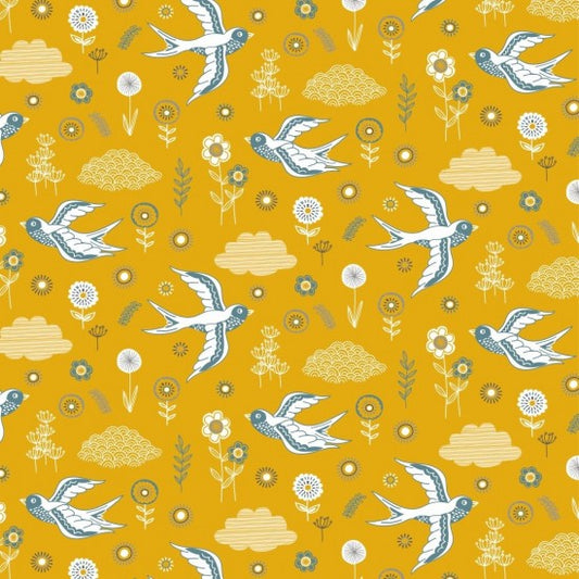 Fields of Gold Swallows 81810101 by Nutex Wholesalers (Sold in 25cm increments)
