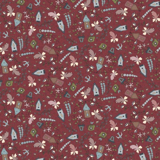 Fairy Garden Scenic Red 8200101 by Lynette Anderson for Nutex fabrics (sold in 25cm increments)