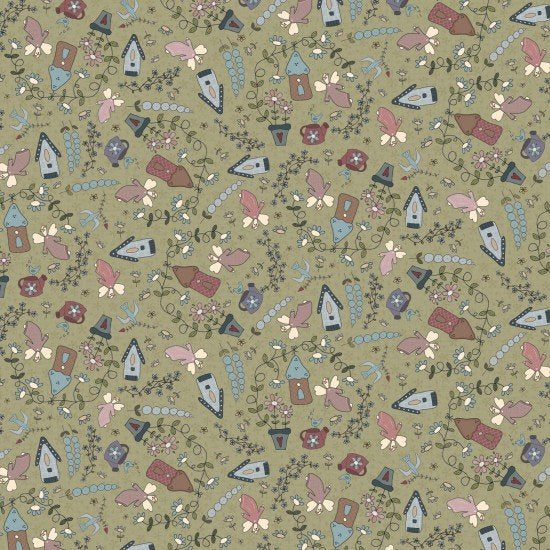 Fairy Garden Scenic Green 8200102 by Lynette Anderson for Nutex fabrics (sold in 25cm increments)