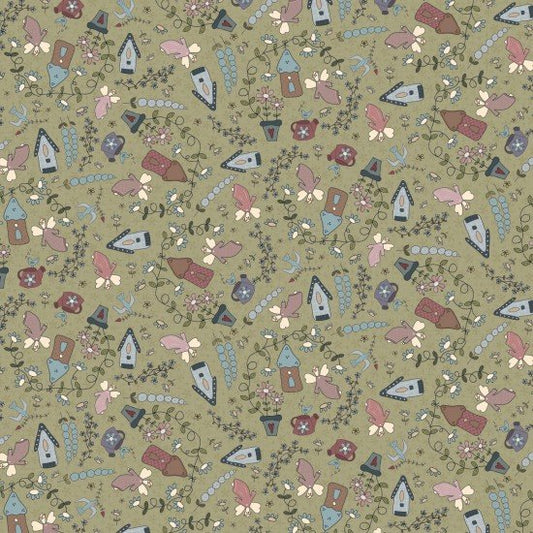 Fairy Garden Scenic Green 8200102 by Lynette Anderson for Nutex fabrics (sold in 25cm increments)