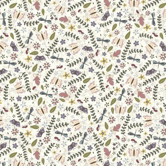 Fairy Garden Garden Cream 8200104 by Lynette Anderson for Nutex fabrics (sold in 25cm increments)