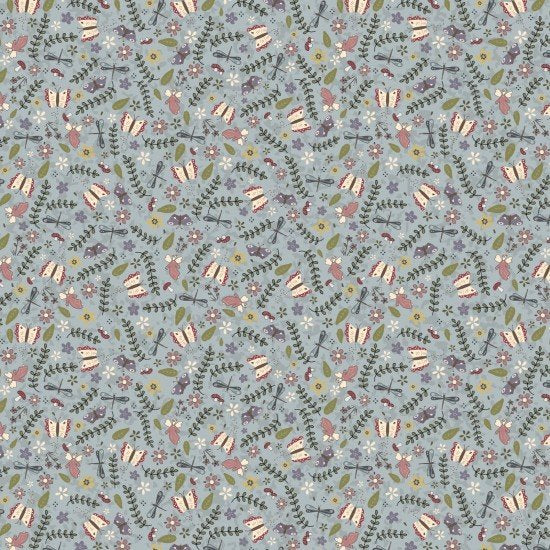 Fairy Garden Garden Blue 8200105 by Lynette Anderson for Nutex fabrics (sold in 25cm increments)