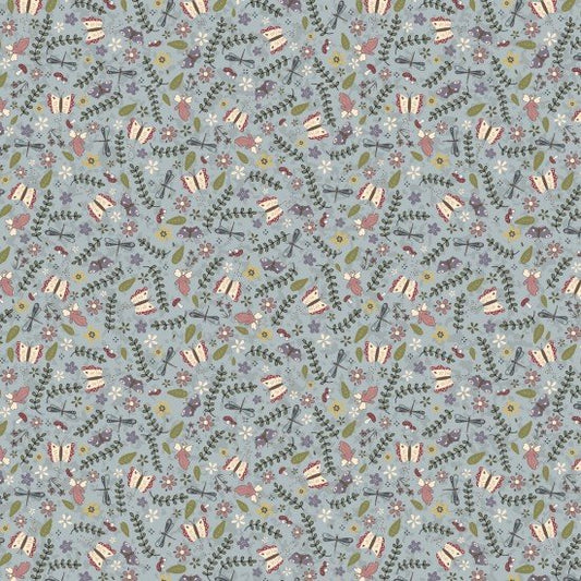 Fairy Garden Garden Blue 8200105 by Lynette Anderson for Nutex fabrics (sold in 25cm increments)