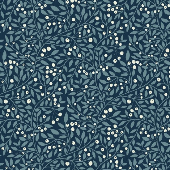 Bluebell Garden Branches & Buds Navy 8227111 by Mel Armstrong for Nutex Fabrics (sold in 25cm increments)