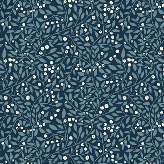 Bluebell Garden Branches & Buds Navy 8227111 by Mel Armstrong for Nutex Fabrics (sold in 25cm increments)