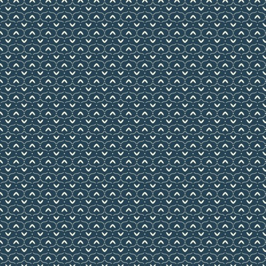 Bluebell Garden Zigzag Navy 8227113 by Mel Armstrong for Nutex Fabrics (sold in 25cm increments)