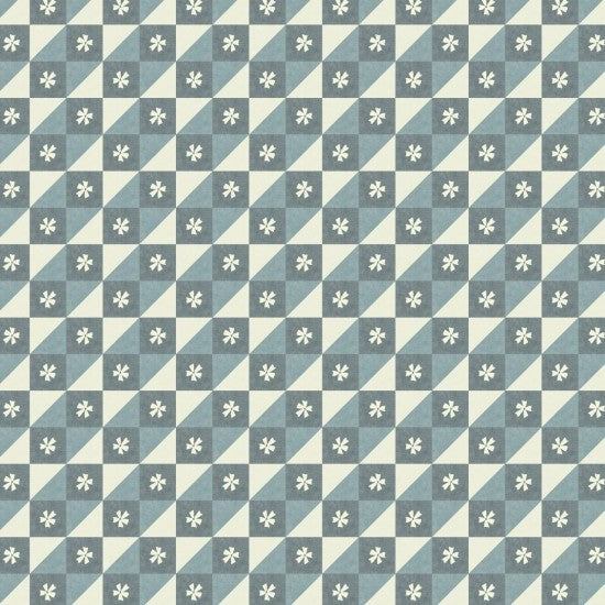 Bluebell Garden Check Cream Blue 8227115 by Mel Armstrong for Nutex Fabrics (sold in 25cm increments)