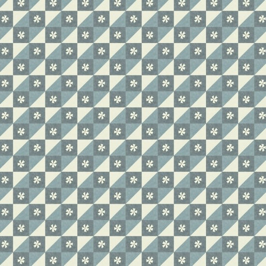 Bluebell Garden Check Cream Blue 8227115 by Mel Armstrong for Nutex Fabrics (sold in 25cm increments)