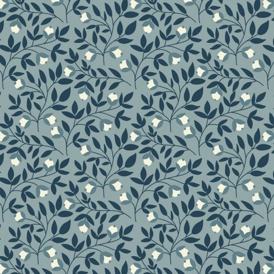 Bluebell Garden Branches Blue 8227104 by Mel Armstrong for Nutex Fabrics (sold in 25cm increments)
