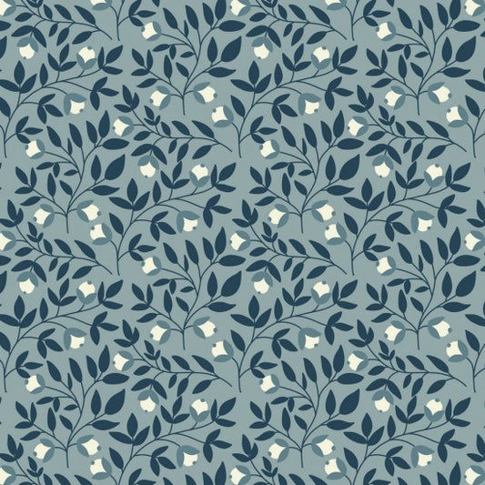 Bluebell Garden Branches Blue 8227104 by Mel Armstrong for Nutex Fabrics (sold in 25cm increments)