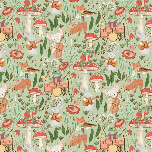 Musical Willow Symphony Green 82320-101 by Mel Armstrong for Nutex Fabrics (sold in 25cm increments)