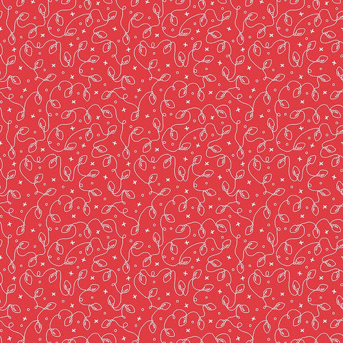 Redwork Christmas Red Christmas Lights by Mandy Shaw for Henry Glass Fabrics (sold in 25cm increments)