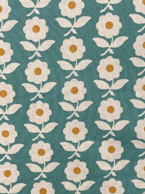 Aqua Flowers Canvas by Sevenberry fabric (sold in 25cm increments)