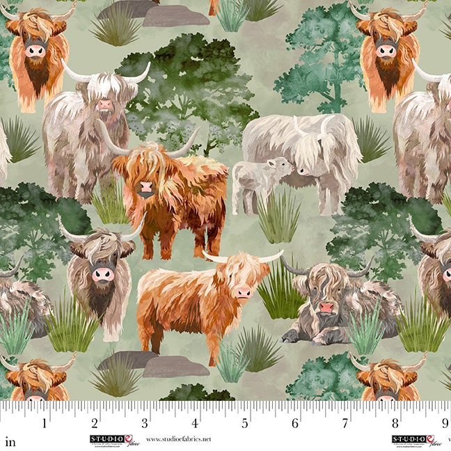 HIghlander 8616-61 Sage by Cat Thurmann for E Studio Fabrics (sold in 25cm increments)