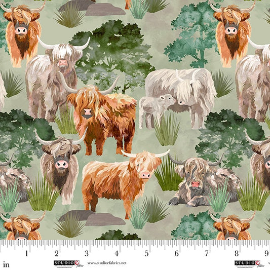HIghlander 8616-61 Sage by Cat Thurmann for E Studio Fabrics (sold in 25cm increments)