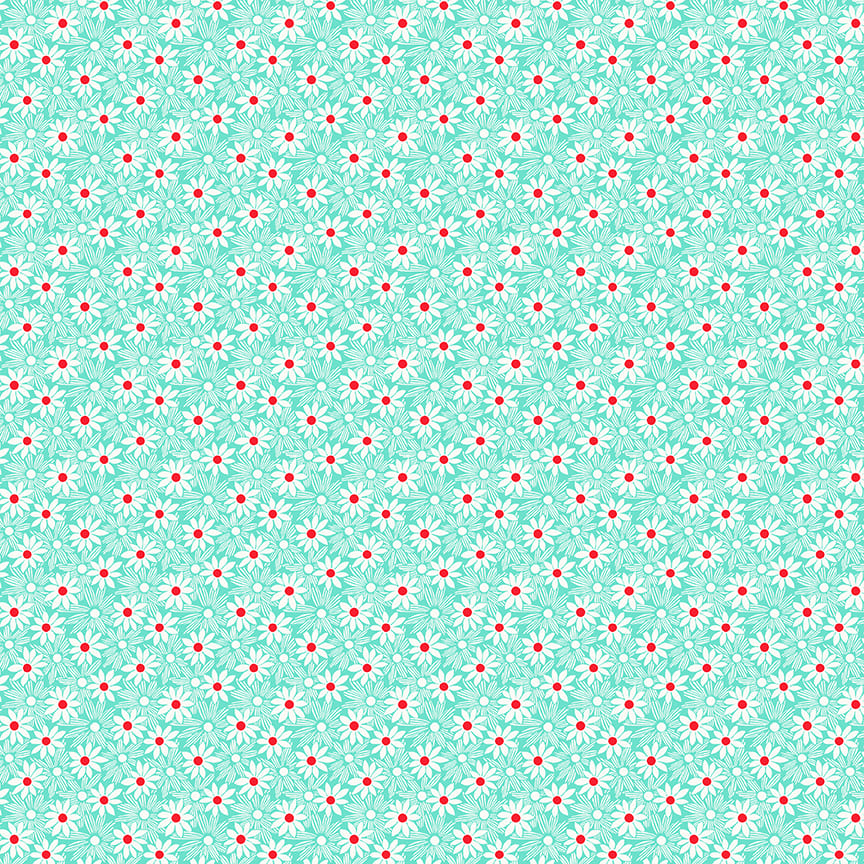 Nana Mae 7 Monotone Daisies Aqua 897-60 by Henry Glass Fabrics (sold in 25cm increments)