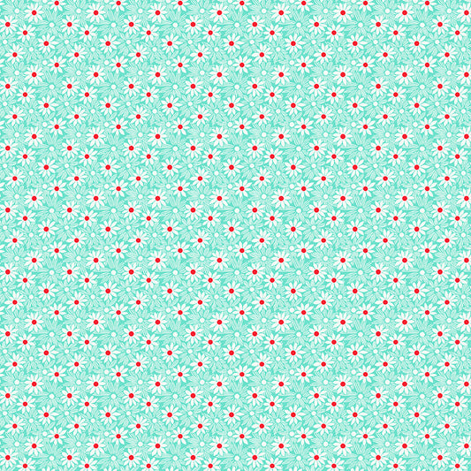 Nana Mae 7 Monotone Daisies Aqua 897-60 by Henry Glass Fabrics (sold in 25cm increments)