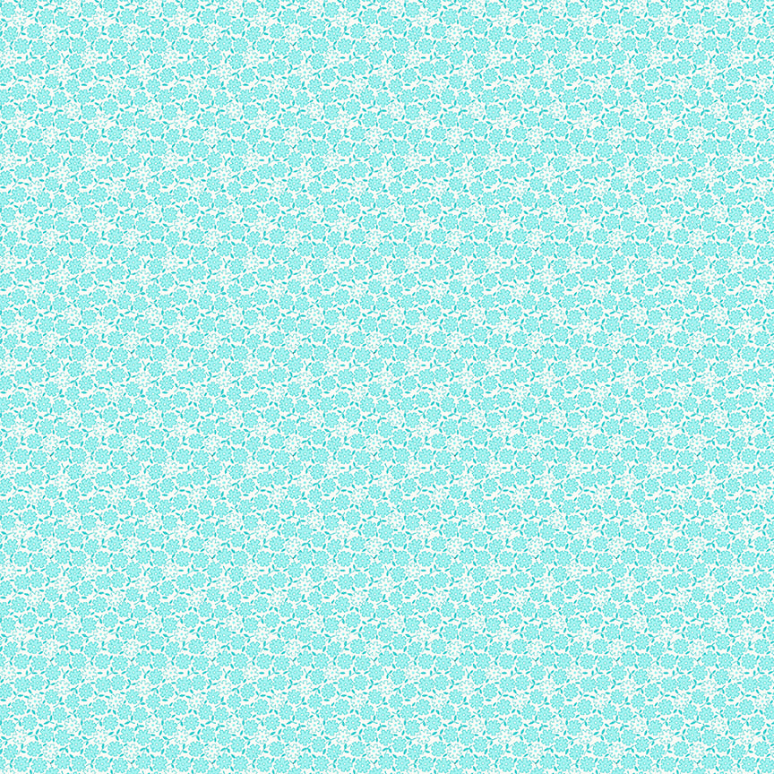 Nana Mae 7 Small Flowers Aqua 898-60 by Henry Glass Fabrics (sold in 25cm increments)