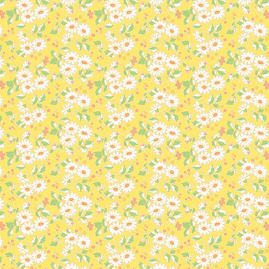 Nana Mae 7 Flower Cluster Yellow 900-44 by Henry Glass Fabrics (sold in 25cm increments)