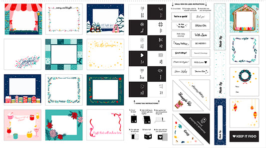 Holiday Quilt Labels Panel by Figo Fabrics