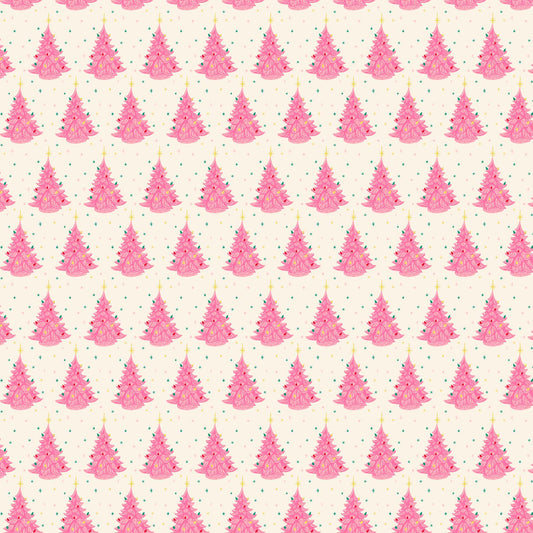 Merry Kitschmas 90666-12 Christmas Trees Cream by Louise Pretzel for Figo Fabrics (sold in 25cm increments)