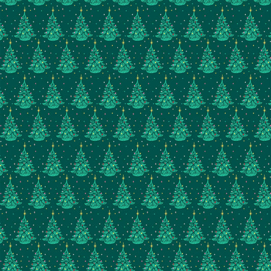Merry Kitschmas 90666-78 Christmas Trees Green by Louise Pretzel for Figo Fabrics (sold in 25cm increments)
