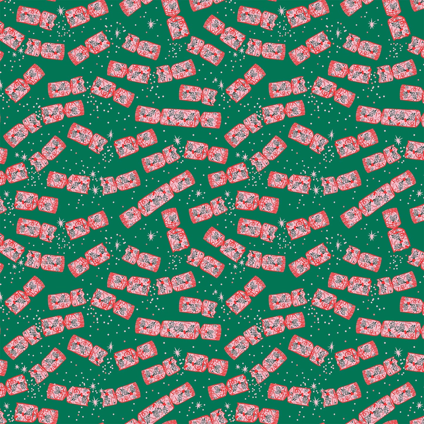Merry Kitschmas 90667-77 Crackers Green by Louise Pretzel for Figo Fabrics (sold in 25cm increments)