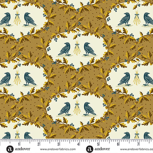 Oakleigh American Crow Butternut A10153N by Judy Jarvi for Andover Fabrics (sold in 25cm increments)