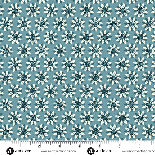Oakleigh Sunflower Dusk A10155B by Judy Jarvi for Andover Fabrics (sold in 25cm increments)