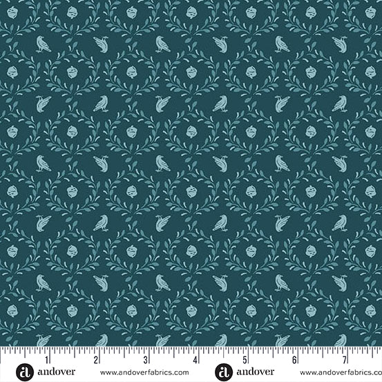 Oakleigh Acorn & Crow Midnight A10156B by Judy Jarvi for Andover Fabrics (sold in 25cm increments)