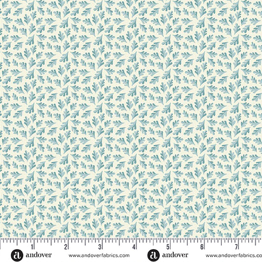 Oakleigh Oak Leaves Cloud Blue A10157B by Judy Jarvi for Andover Fabrics (sold in 25cm increments)