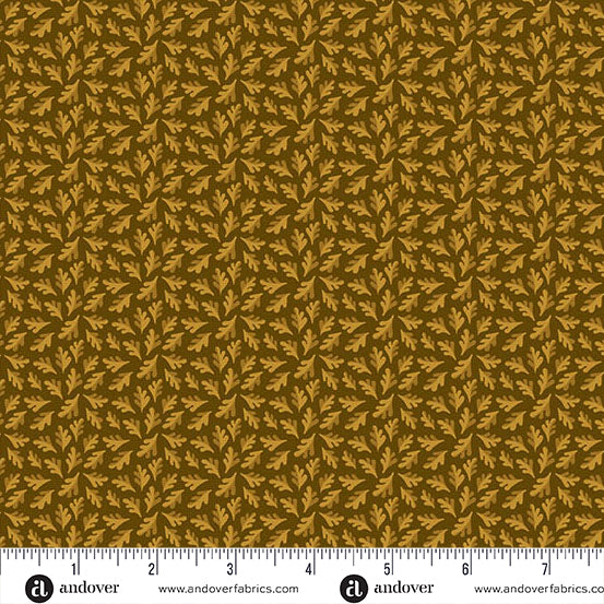 Oakleigh Oak Leaves Coffee A10157N by Judy Jarvi for Andover Fabrics (sold in 25cm increments)