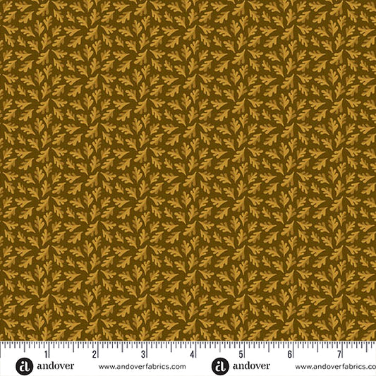 Oakleigh Oak Leaves Coffee A10157N by Judy Jarvi for Andover Fabrics (sold in 25cm increments)