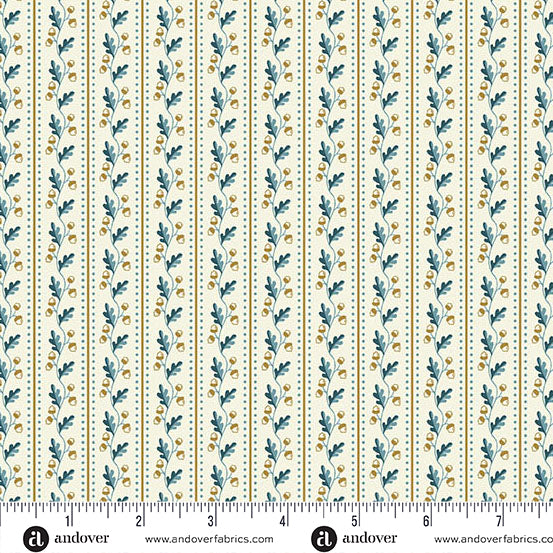 Oakleigh Leaf Stripe Cream A10158LB by Judy Jarvi for Andover Fabrics (sold in 25cm increments)