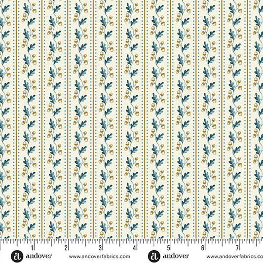Oakleigh Leaf Stripe Cream A10158LB by Judy Jarvi for Andover Fabrics (sold in 25cm increments)