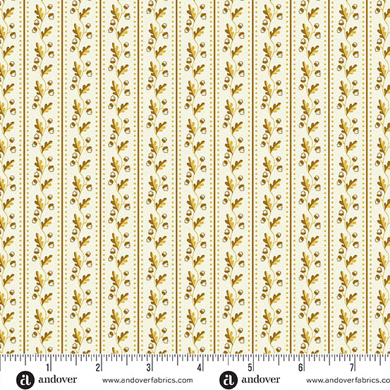Oakleigh Leaf Stripe Golden A10158N by Judy Jarvi for Andover Fabrics (sold in 25cm increments)