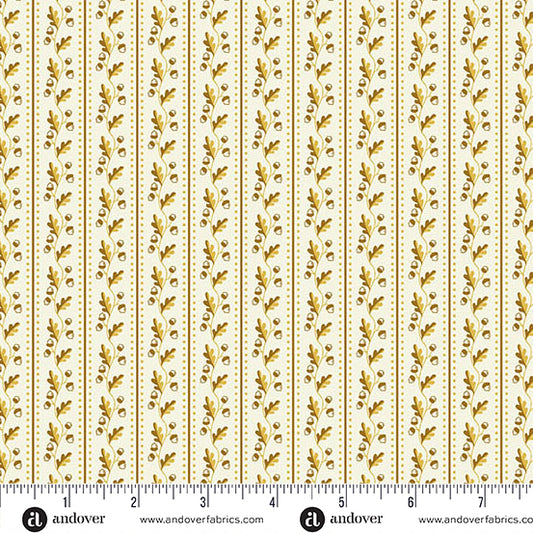 Oakleigh Leaf Stripe Golden A10158N by Judy Jarvi for Andover Fabrics (sold in 25cm increments)