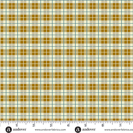 Oakleigh Little Plaid Caramel A10159N by Judy Jarvi for Andover Fabrics (sold in 25cm increments)