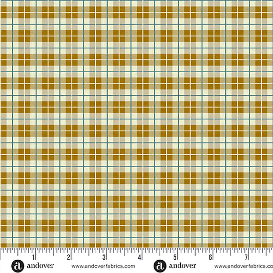 Oakleigh Little Plaid Caramel A10159N by Judy Jarvi for Andover Fabrics (sold in 25cm increments)